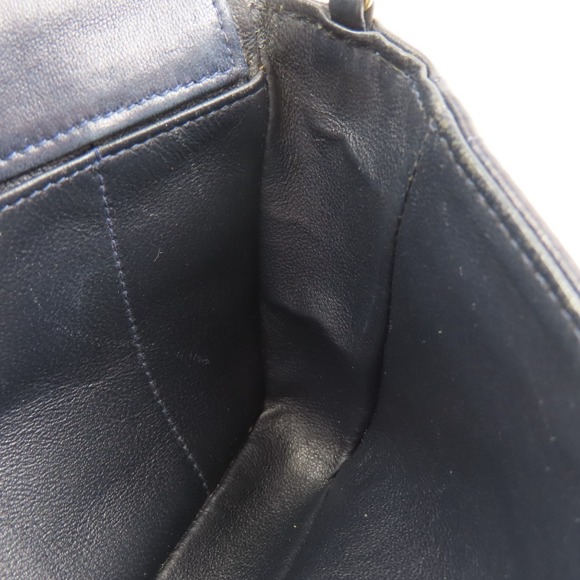 CHANEL Chocolate Bar Stitch Chain Shoulder Bag Coco Mark Lambskin Navy Blue - Picture 16 of 16